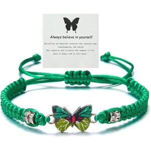 Inspirational Green Butterfly Bracelet, Adjustable for Perfect Fit, Gift for Her